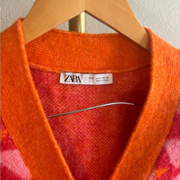 Zara Geometric Patterned Orange and Pink Women's Sweater size S - Picture 3 of 5